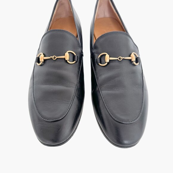 Gucci Jordaan Horsebit Loafer EU 40 US 10 Black Leather Buckle Flat Dress Shoe - Picture 3 of 16